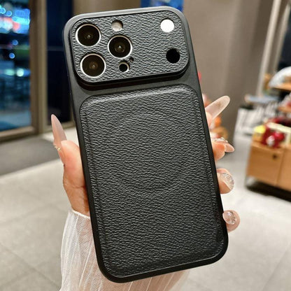 Transforms Into 17 Large Window Litchi Texture Magnetic Phone Case, For iPhone 15 Pro, For iPhone 15, For iPhone 14, For iPhone 14 Pro