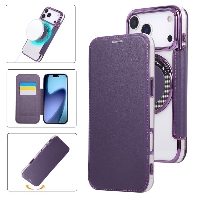 Ultra-thin Magnetic Plating Vegan Leather Phone Case, For iPhone 17 Pro Max, For iPhone 17 Pro, For iPhone 17