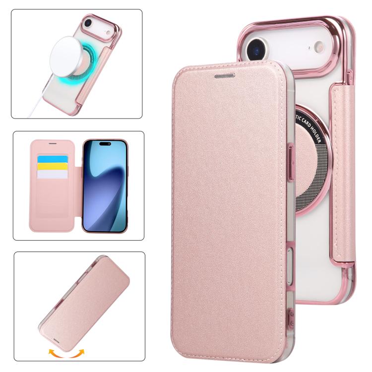 Ultra-thin Magnetic Plating Vegan Leather Phone Case, For iPhone Air, For iPhone 16e, For iPhone 16 Pro Max