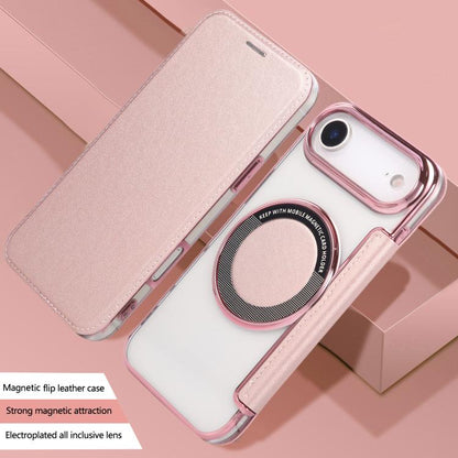 Ultra-thin Magnetic Plating Vegan Leather Phone Case, For iPhone Air, For iPhone 16e, For iPhone 16 Pro Max