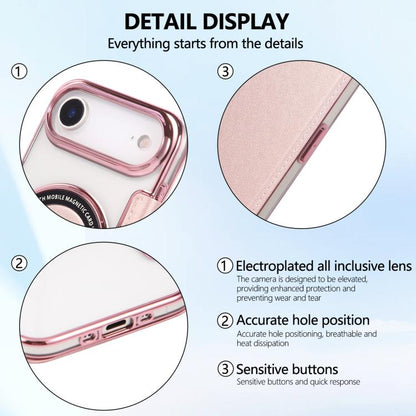 Ultra-thin Magnetic Plating Vegan Leather Phone Case, For iPhone Air, For iPhone 16e, For iPhone 16 Pro Max