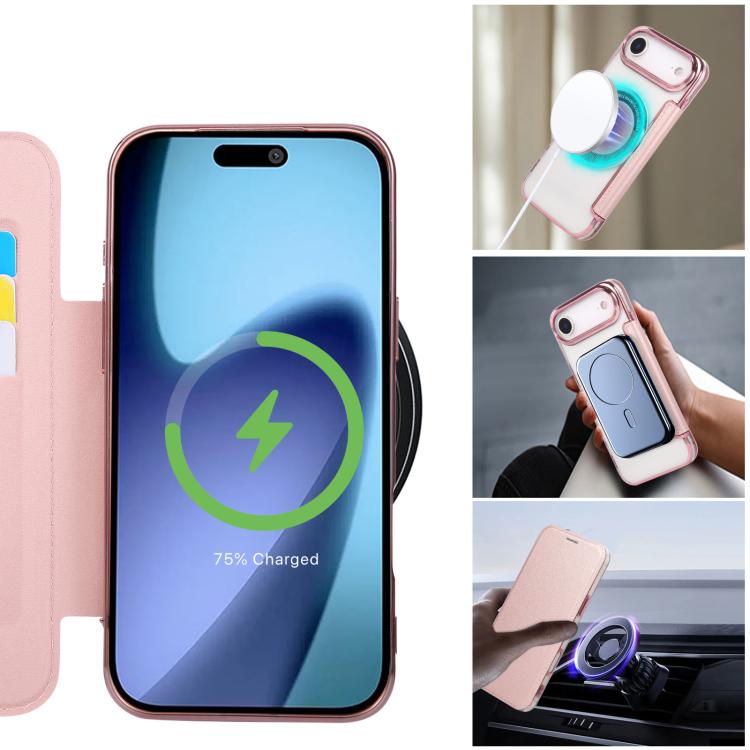 Ultra-thin Magnetic Plating Vegan Leather Phone Case, For iPhone Air, For iPhone 16e, For iPhone 16 Pro Max