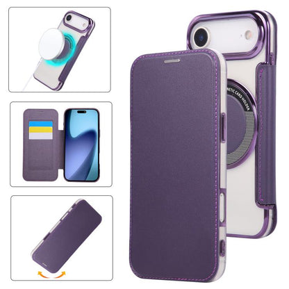 Ultra-thin Magnetic Plating Vegan Leather Phone Case, For iPhone Air, For iPhone 16e, For iPhone 16 Pro Max