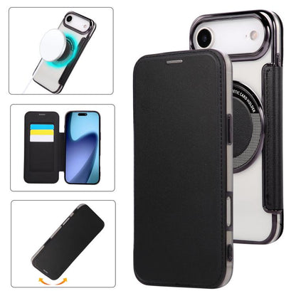 Ultra-thin Magnetic Plating Vegan Leather Phone Case, For iPhone Air, For iPhone 16e, For iPhone 16 Pro Max