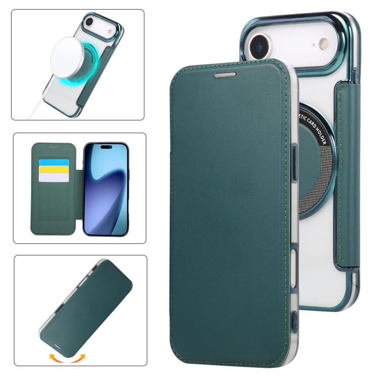 Ultra-thin Magnetic Plating Vegan Leather Phone Case, For iPhone Air, For iPhone 16e, For iPhone 16 Pro Max