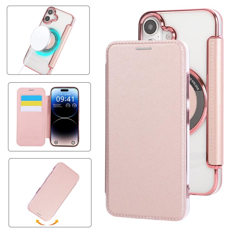 Ultra-thin Magnetic Plating Vegan Leather Phone Case, For iPhone 17 Pro Max, For iPhone 17 Pro, For iPhone 17