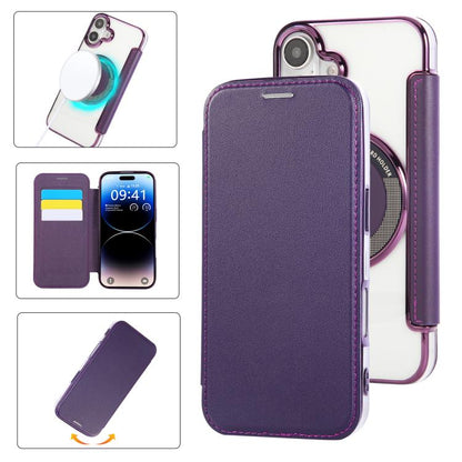 Ultra-thin Magnetic Plating Vegan Leather Phone Case, For iPhone 17 Pro Max, For iPhone 17 Pro, For iPhone 17