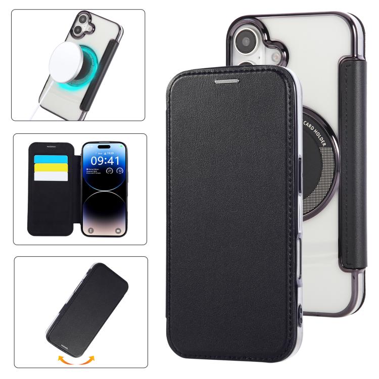 Ultra-thin Magnetic Plating Vegan Leather Phone Case, For iPhone 17 Pro Max, For iPhone 17 Pro, For iPhone 17
