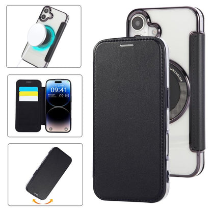 Ultra-thin Magnetic Plating Vegan Leather Phone Case, For iPhone 17 Pro Max, For iPhone 17 Pro, For iPhone 17