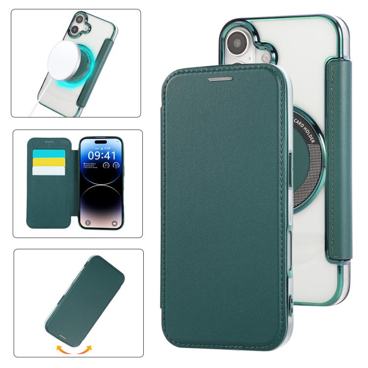 Ultra-thin Magnetic Plating Vegan Leather Phone Case, For iPhone 17 Pro Max, For iPhone 17 Pro, For iPhone 17
