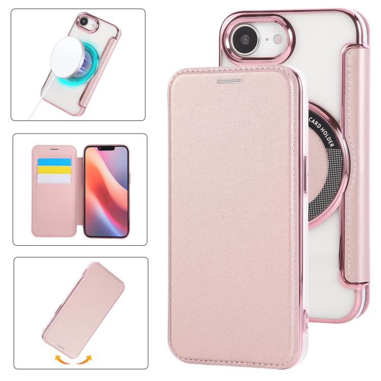 Ultra-thin Magnetic Plating Vegan Leather Phone Case, For iPhone Air, For iPhone 16e, For iPhone 16 Pro Max