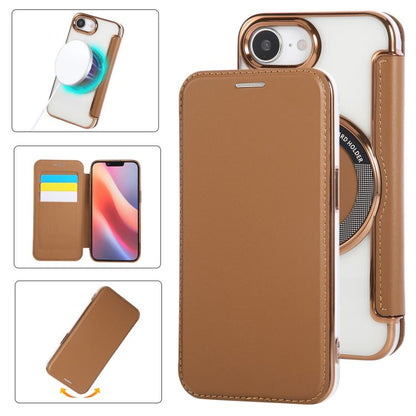 Ultra-thin Magnetic Plating Vegan Leather Phone Case, For iPhone Air, For iPhone 16e, For iPhone 16 Pro Max