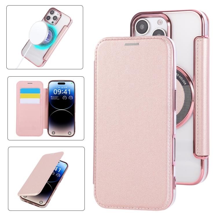Ultra-thin Magnetic Plating Vegan Leather Phone Case, For iPhone Air, For iPhone 16e, For iPhone 16 Pro Max