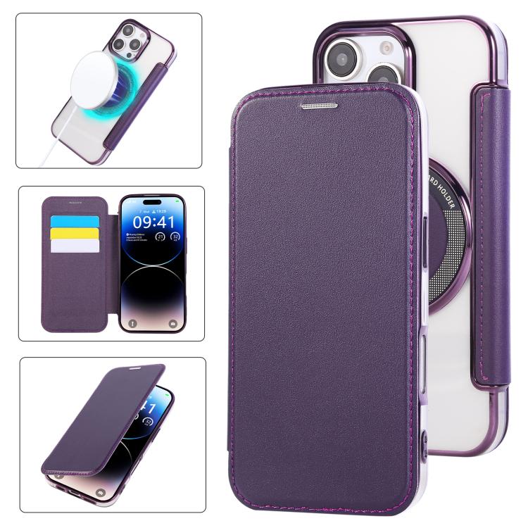 Ultra-thin Magnetic Plating Vegan Leather Phone Case, For iPhone Air, For iPhone 16e, For iPhone 16 Pro Max