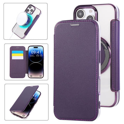 Ultra-thin Magnetic Plating Vegan Leather Phone Case, For iPhone Air, For iPhone 16e, For iPhone 16 Pro Max