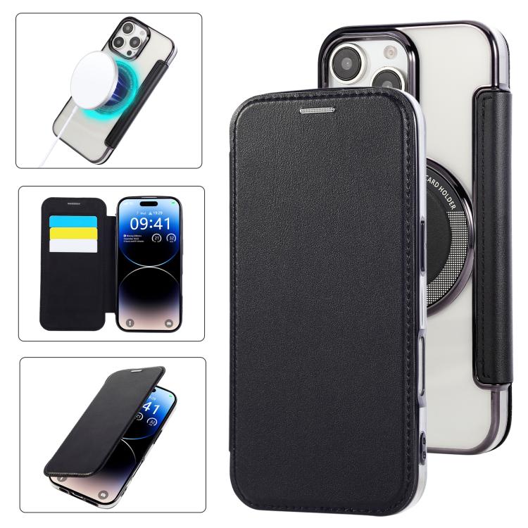 Ultra-thin Magnetic Plating Vegan Leather Phone Case, For iPhone Air, For iPhone 16e, For iPhone 16 Pro Max