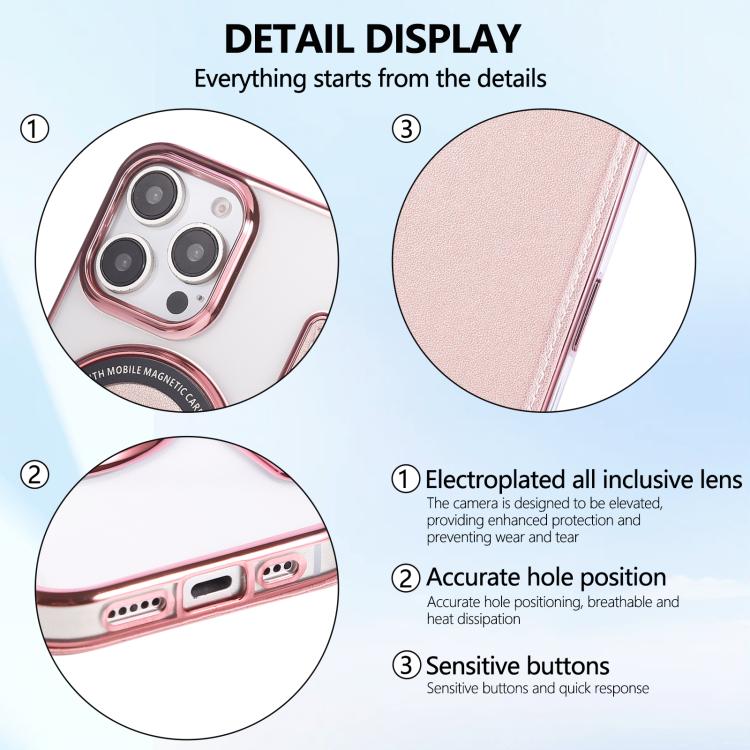 Ultra-thin Magnetic Plating Vegan Leather Phone Case, For iPhone 16 Pro, For iPhone 16 Plus, For iPhone 16