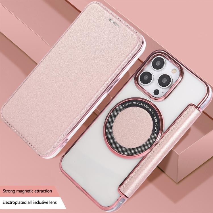 Ultra-thin Magnetic Plating Vegan Leather Phone Case, For iPhone 15 Pro Max, For iPhone 15 Pro, For iPhone 15 Plus / 14 Plus
