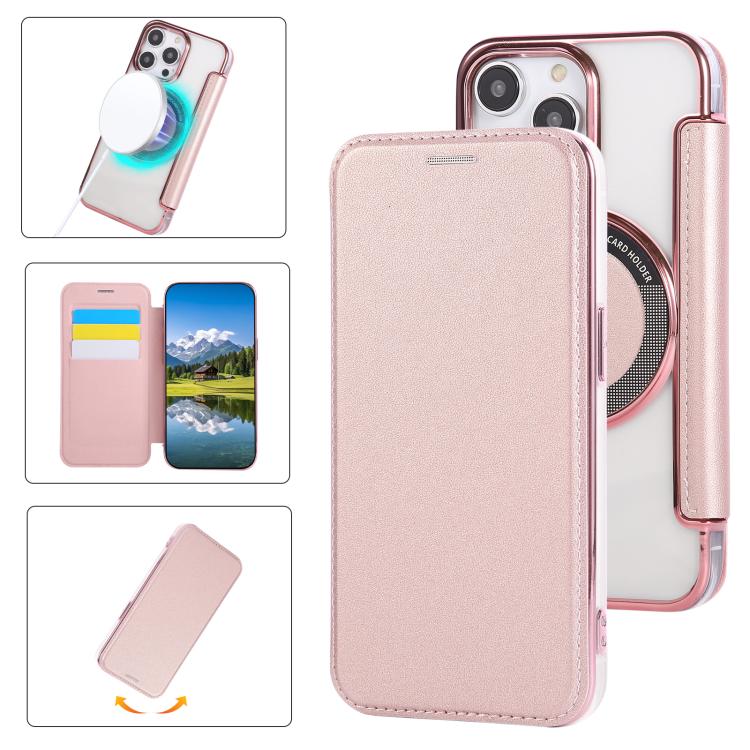 Ultra-thin Magnetic Plating Vegan Leather Phone Case, For iPhone 15 Pro Max, For iPhone 15 Pro, For iPhone 15 Plus / 14 Plus