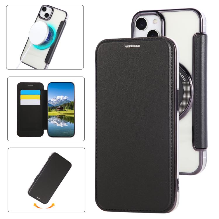 Ultra-thin Magnetic Plating Vegan Leather Phone Case, For iPhone 15 Pro Max, For iPhone 15 Pro, For iPhone 15 Plus / 14 Plus