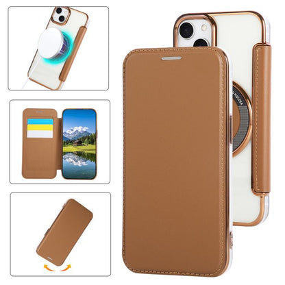 Ultra-thin Magnetic Plating Vegan Leather Phone Case, For iPhone 15 Pro Max, For iPhone 15 Pro, For iPhone 15 Plus / 14 Plus