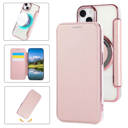 Ultra-thin Magnetic Plating Vegan Leather Phone Case, For iPhone 15, For iPhone 14 / 13, For iPhone 14 Pro