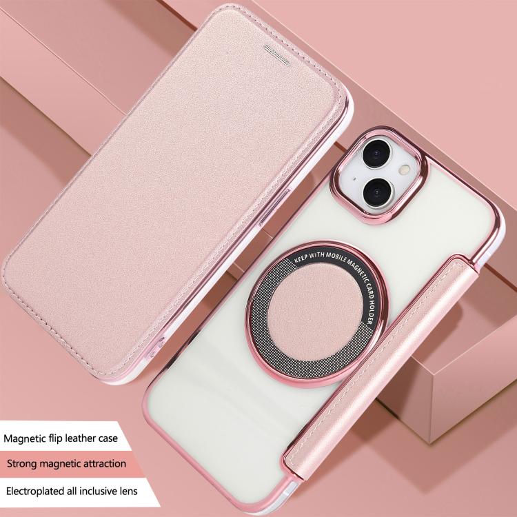 Ultra-thin Magnetic Plating Vegan Leather Phone Case, For iPhone 15, For iPhone 14 / 13, For iPhone 14 Pro