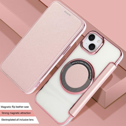 Ultra-thin Magnetic Plating Vegan Leather Phone Case, For iPhone 15, For iPhone 14 / 13, For iPhone 14 Pro