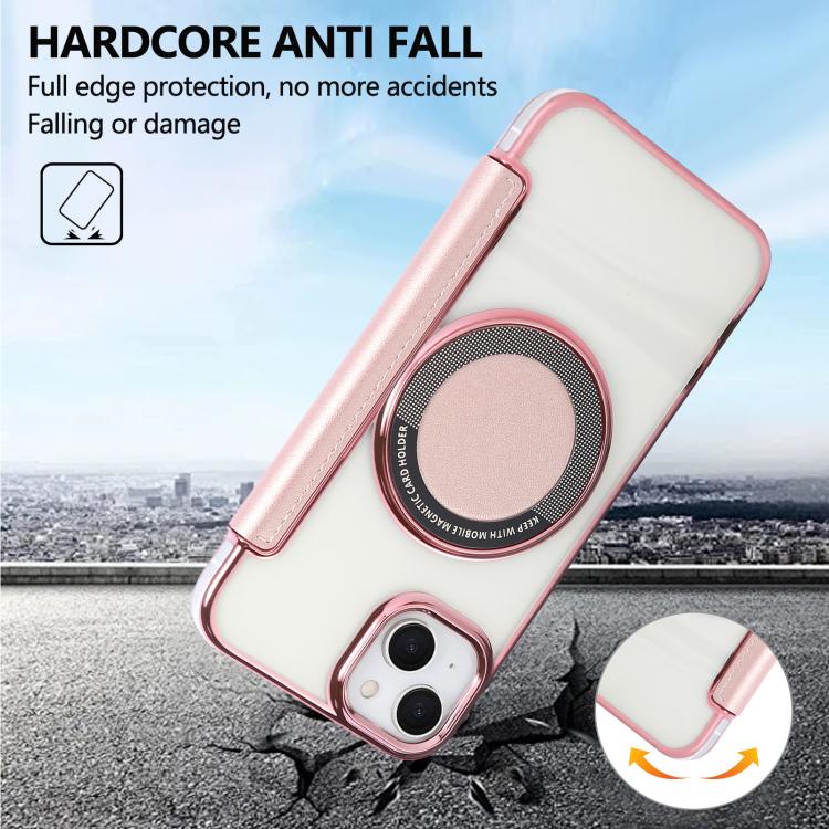 Ultra-thin Magnetic Plating Vegan Leather Phone Case, For iPhone 15, For iPhone 14 / 13, For iPhone 14 Pro