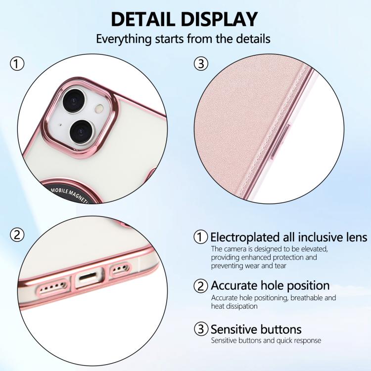 Ultra-thin Magnetic Plating Vegan Leather Phone Case, For iPhone 15, For iPhone 14 / 13, For iPhone 14 Pro