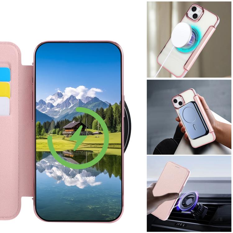 Ultra-thin Magnetic Plating Vegan Leather Phone Case, For iPhone 15, For iPhone 14 / 13, For iPhone 14 Pro