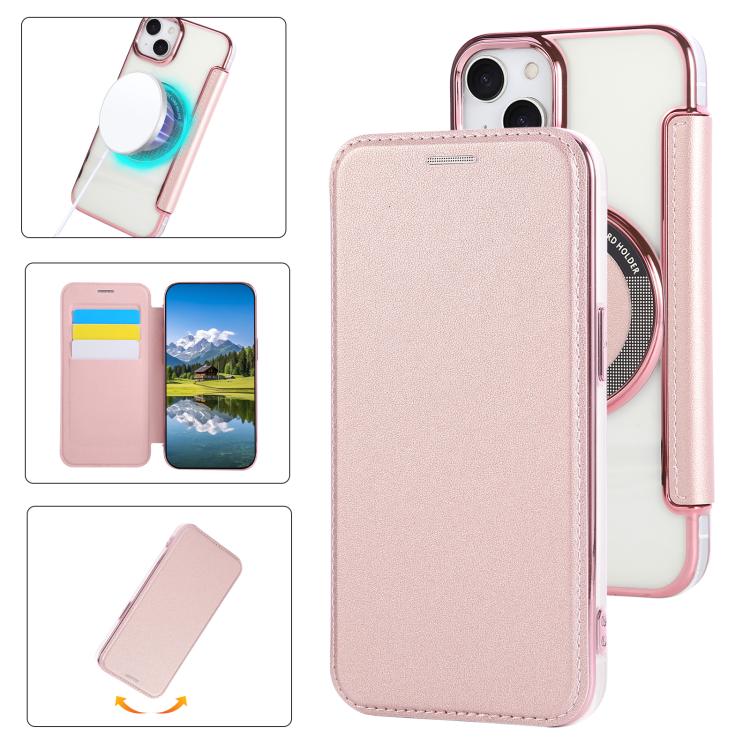 Ultra-thin Magnetic Plating Vegan Leather Phone Case, For iPhone 15, For iPhone 14 / 13, For iPhone 14 Pro