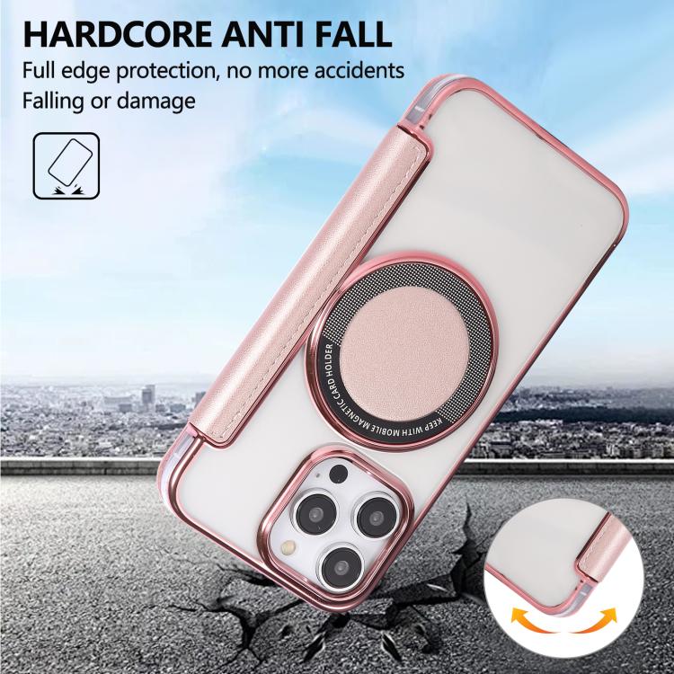Ultra-thin Magnetic Plating Vegan Leather Phone Case, For iPhone 14 Pro Max, For iPhone 13 Pro Max, For iPhone 13 Pro