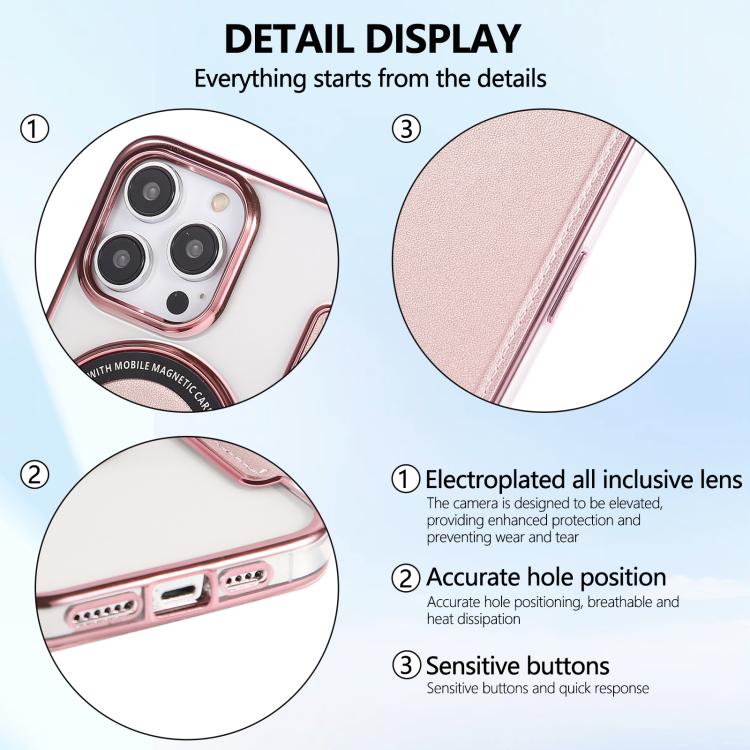 Ultra-thin Magnetic Plating Vegan Leather Phone Case, For iPhone 14 Pro Max, For iPhone 13 Pro Max, For iPhone 13 Pro