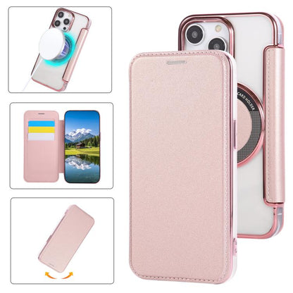Ultra-thin Magnetic Plating Vegan Leather Phone Case, For iPhone 14 Pro Max, For iPhone 13 Pro Max, For iPhone 13 Pro