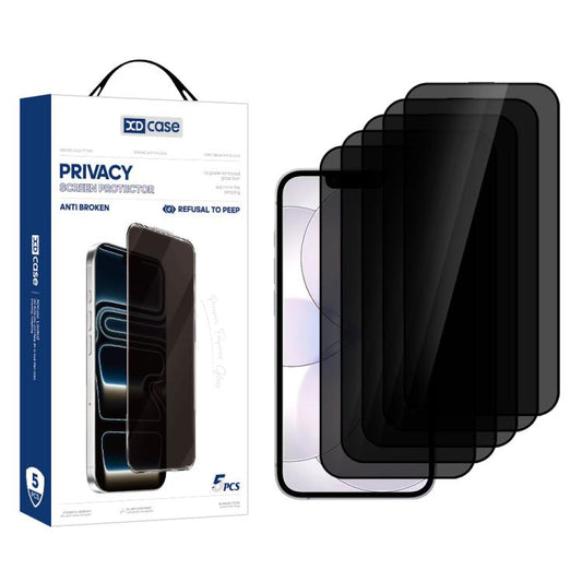 XDcase 5pcs / Pack Silk Screen Printed Anti-Peep Tempered Glass Screen Protector, For iPhone 17e / 16e, For iPhone 17 Pro Max, For iPhone 17 Pro, For iPhone 17, For iPhone Air, For iPhone 16 Pro Max, For iPhone 16 Pro, For iPhone 16 Plus, For iPhone 16...