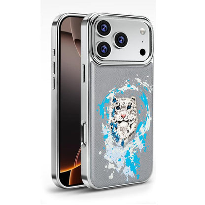 Embroidered Graffiti Vegan Leather Shield Electroplated Magnetic Phone Case, For iPhone 17 Pro Max, For iPhone 17 Pro, For iPhone 17, For iPhone Air, For iPhone 16 Pro Max, For iPhone 16 Pro