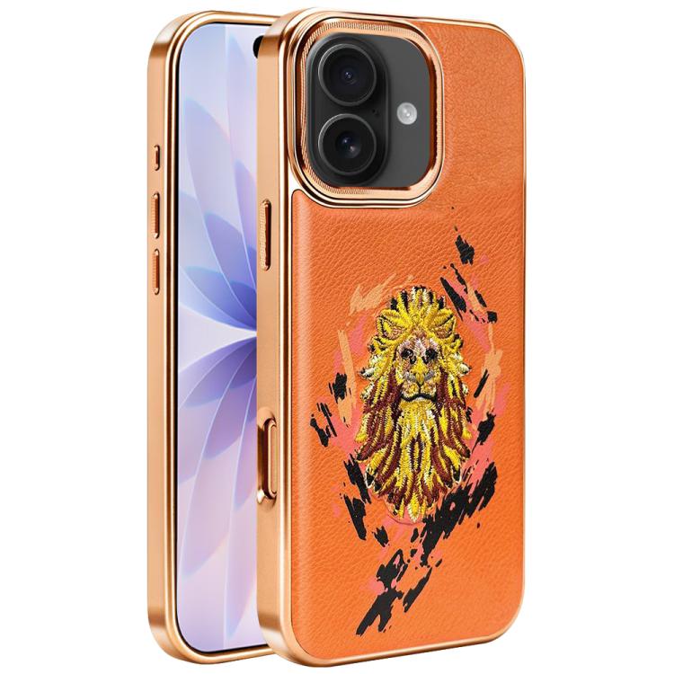 Embroidered Graffiti Vegan Leather Shield Electroplated Magnetic Phone Case, For iPhone 17 Pro Max, For iPhone 17 Pro, For iPhone 17, For iPhone Air, For iPhone 16 Pro Max, For iPhone 16 Pro