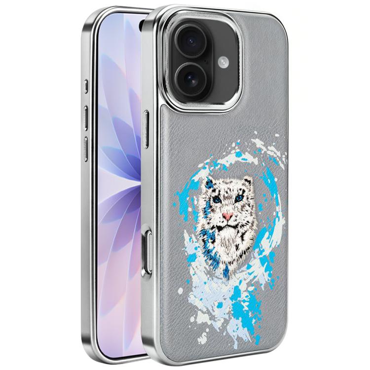 Embroidered Graffiti Vegan Leather Shield Electroplated Magnetic Phone Case, For iPhone 17 Pro Max, For iPhone 17 Pro, For iPhone 17, For iPhone Air, For iPhone 16 Pro Max, For iPhone 16 Pro