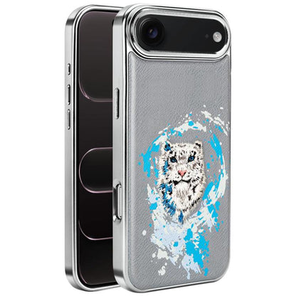 Embroidered Graffiti Vegan Leather Shield Electroplated Magnetic Phone Case, For iPhone 17 Pro Max, For iPhone 17 Pro, For iPhone 17, For iPhone Air, For iPhone 16 Pro Max, For iPhone 16 Pro