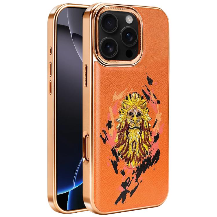 Embroidered Graffiti Vegan Leather Shield Electroplated Magnetic Phone Case, For iPhone 17 Pro Max, For iPhone 17 Pro, For iPhone 17, For iPhone Air, For iPhone 16 Pro Max, For iPhone 16 Pro