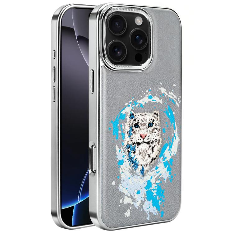 Embroidered Graffiti Vegan Leather Shield Electroplated Magnetic Phone Case, For iPhone 17 Pro Max, For iPhone 17 Pro, For iPhone 17, For iPhone Air, For iPhone 16 Pro Max, For iPhone 16 Pro