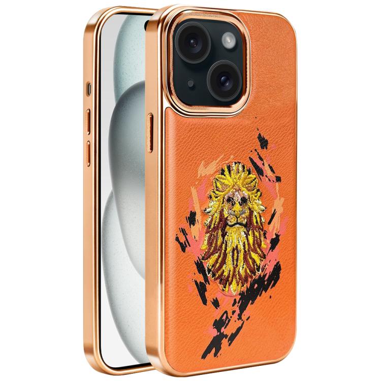 Embroidered Graffiti Vegan Leather Shield Electroplated Magnetic Phone Case, For iPhone 16 Plus, For iPhone 16, For iPhone 15 Pro Max, For iPhone 15 Pro, For iPhone 15 Plus, For iPhone 15
