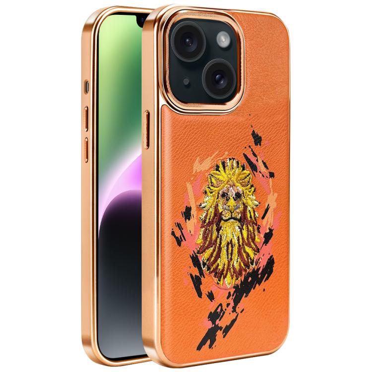 Embroidered Graffiti Vegan Leather Shield Electroplated Magnetic Phone Case, For iPhone 14 Plus, For iPhone 14, For iPhone 14 Pro, For iPhone 14 Pro Max