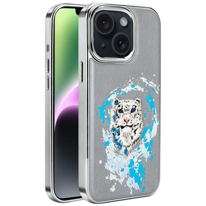 Embroidered Graffiti Vegan Leather Shield Electroplated Magnetic Phone Case, For iPhone 14 Plus, For iPhone 14, For iPhone 14 Pro, For iPhone 14 Pro Max