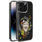 Embroidered Graffiti Vegan Leather Shield Electroplated Magnetic Phone Case, For iPhone 14 Plus, For iPhone 14, For iPhone 14 Pro, For iPhone 14 Pro Max
