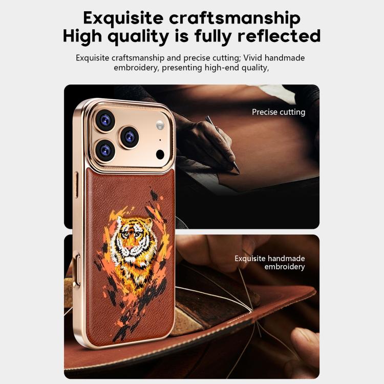 Embroidered Graffiti Vegan Leather Shield Electroplated Magnetic Phone Case, For iPhone 14 Plus, For iPhone 14, For iPhone 14 Pro, For iPhone 14 Pro Max