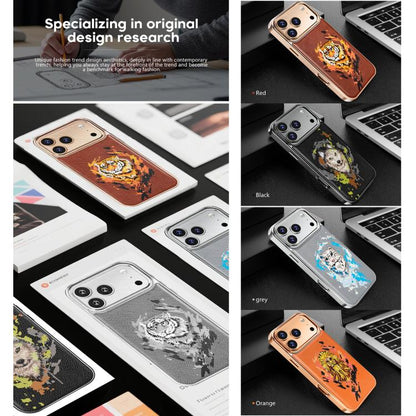 Embroidered Graffiti Vegan Leather Shield Electroplated Magnetic Phone Case, For iPhone 14 Plus, For iPhone 14, For iPhone 14 Pro, For iPhone 14 Pro Max