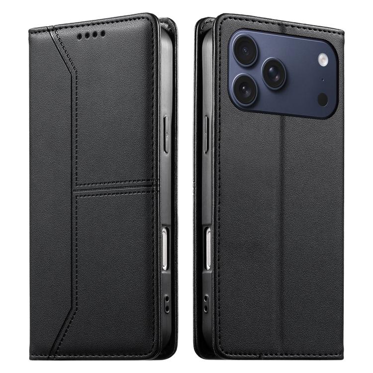 Stitched Line Magnetic RFID Vegan Leather Phone Case, For iPhone 17e / 16e, For iPhone 17 Pro Max, For iPhone 17 Pro, For iPhone 17