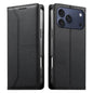 Stitched Line Magnetic RFID Vegan Leather Phone Case, For iPhone 17e / 16e, For iPhone 17 Pro Max, For iPhone 17 Pro, For iPhone 17